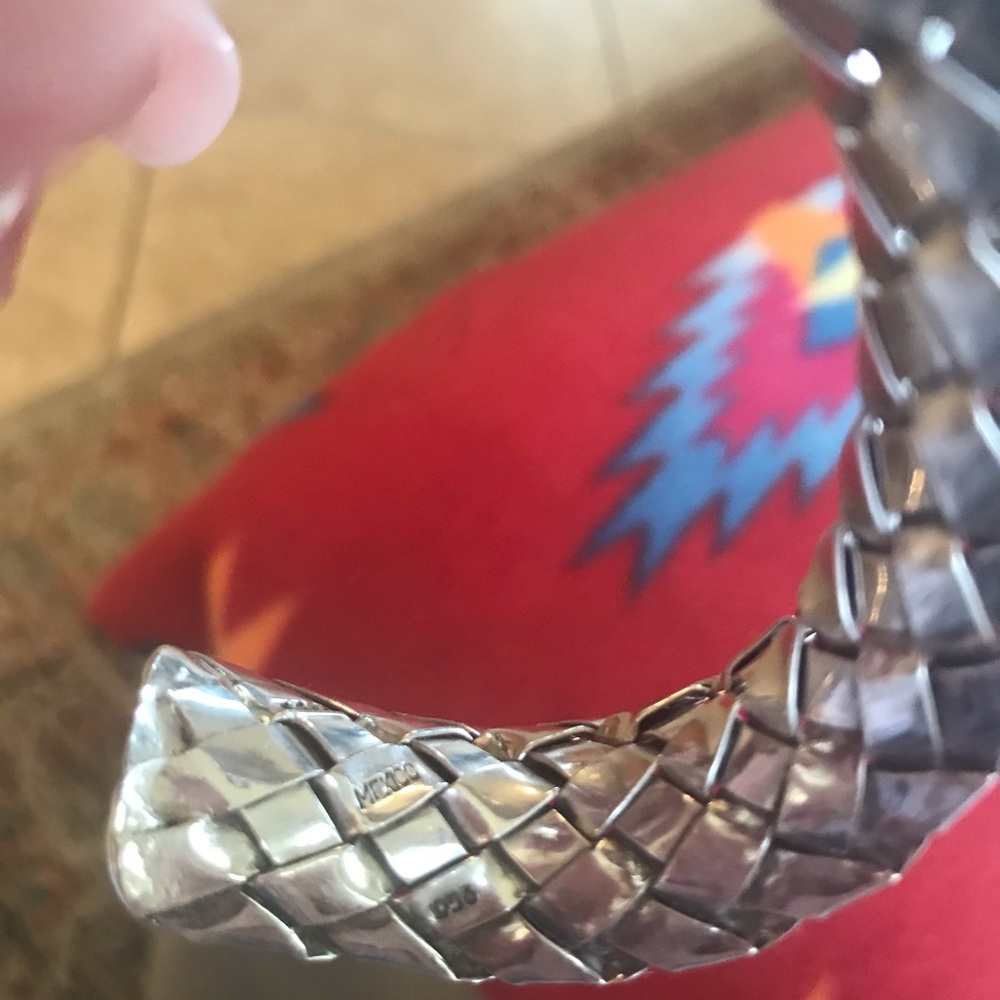 Sterling silver 950 basket weave handmade cuff. - Picture 6 of 9